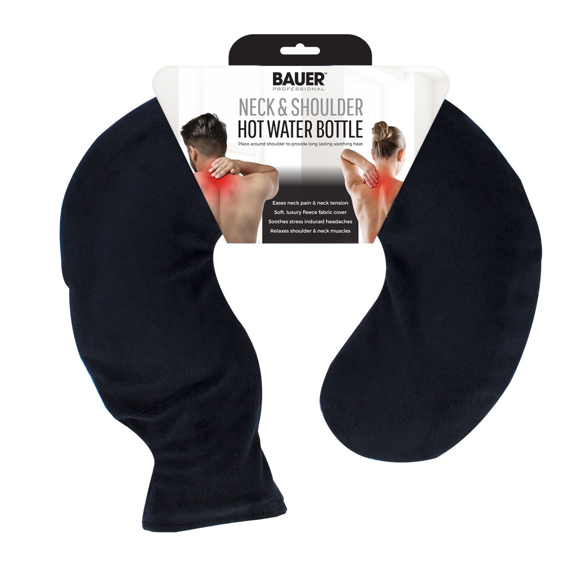 Bauer Soft Fleece Neck Hot Water Bottle Black Bauer Soft Fleece Neck Hot Water Bottle Black