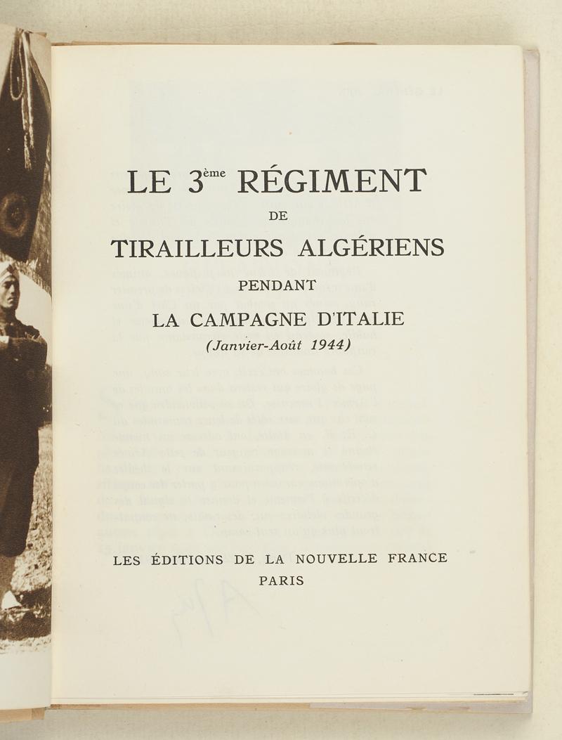 Le Troisieme Regiment De Tirailleurs Algeriens En Italie Janvier Aout 1944