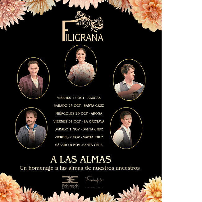 'A las almas' en Tenerife y Gran Canaria filigrana conciertos 2025