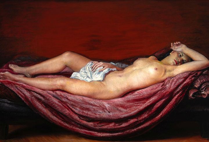 José Aguiar. Desnudo sobre tela roja (1945) Colección particular.JPG