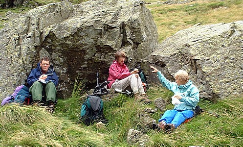 Sheltering for lunch in Grisedale