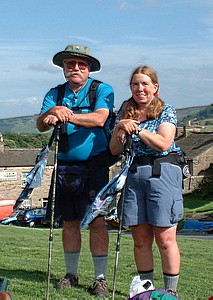 Joe and Nancy on the green at Reeth