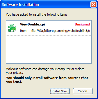 Install dialogue box