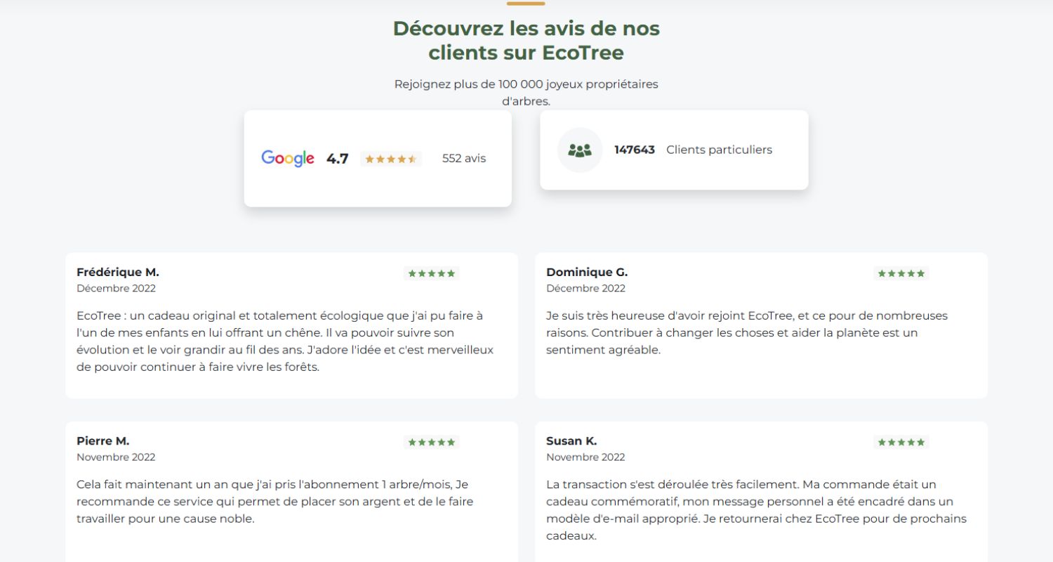 Avis Google sur EcoTree