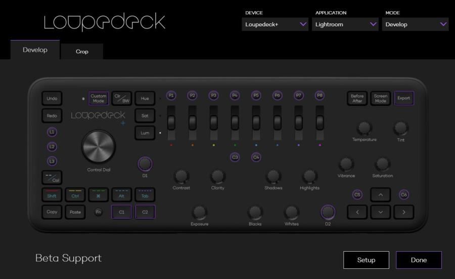Das Interface des Loupedeck Plus