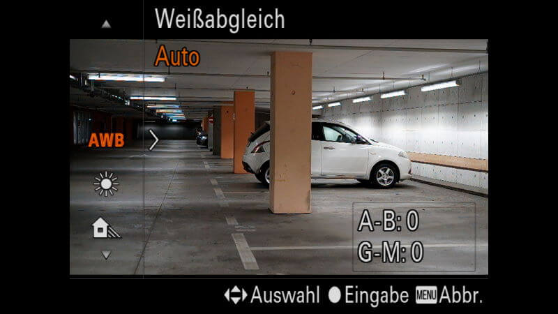 Tiefgarage Weissabgleich
