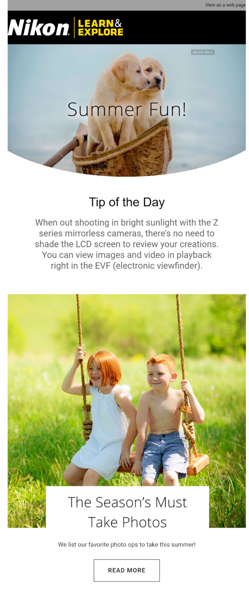 Nikon educational email marketing
