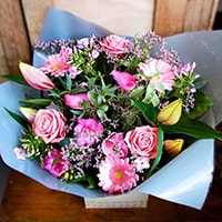 Bloom Magic - Flower Delivery Ireland - Thie Aphrodite is one of our most feminine bouquets containing a combination of powdery, and hot pink flowers that give this arrangement a special appeal making it perfect for any feminine occasion. This gift is extremely suitable when celebrating the arrival of a new baby girl, or even for romantic occasions such as Valentines day or even as Engagement flowers.