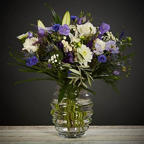 Bloom Magic - Flower Delivery Ireland - Handmade with love, a stunning bouquet of sky blue flowers and pure white shades. This would make a perfect gift for any occasion, whether it's to calebrate the birth of a baby boy flowers, or just because. This bouquet contains the freshest flowers and is available for same day delivery Dublin and next day dleivery nationwide.