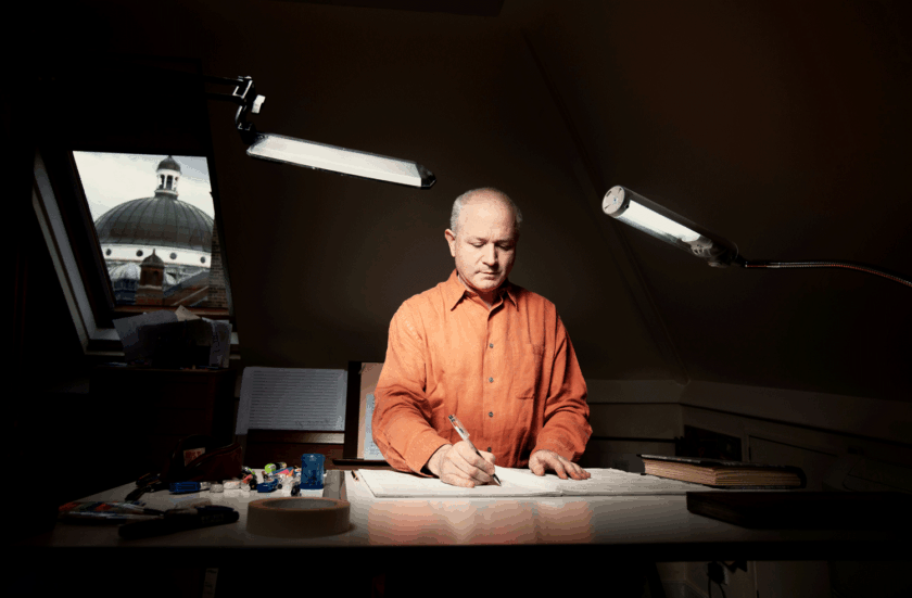 George Benjamin at writing desk credit Matthew Lloyd