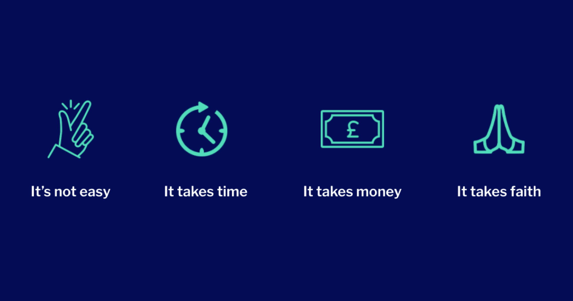 It's not easy, it takes time, it takes money, it takes faith