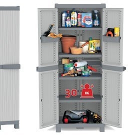 ARMADIO ARMADIETTO MOBILE BOX IN RESINA 2 ANTE PER ESTERNO MOD WAVE 70x44x181H