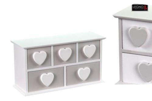 CASSETTIERA MINI SHABBY CHIC ARREDO LEGNO 5 CASSETTI CASA MOBILE LEGNO ART.640322