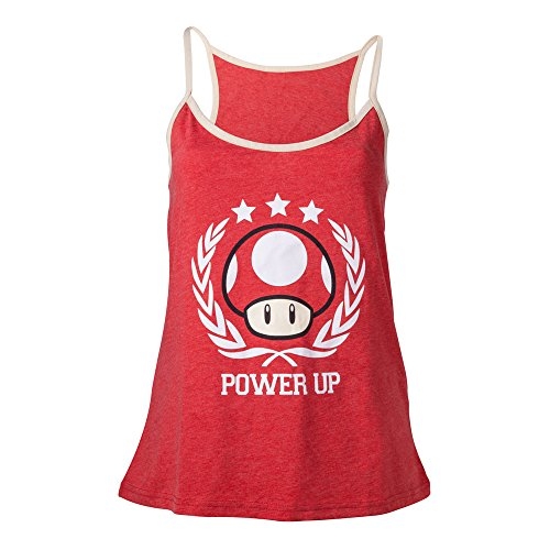 Nintendo - Canotta di Super Mario Bros, motivo: Funghetto Power Up, L, colore: Rosso