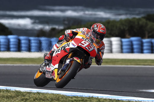 Marc Márquez en acción durante la clasificación del GP de Australia