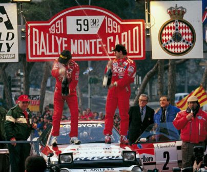 Carlos Sainz en 1991, gana el Rally Montecarlo