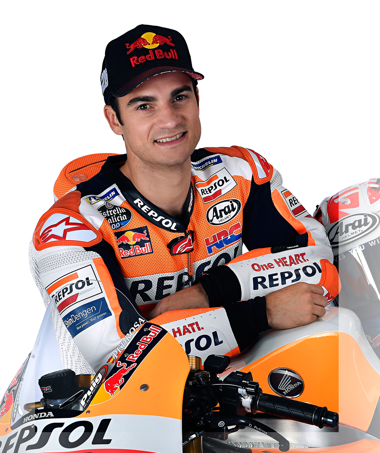 Dani Pedrosa posa junto a su moto