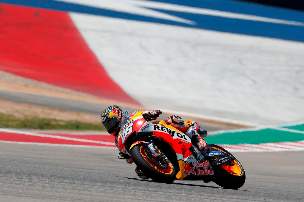 Dani Pedrosa tumbando en el Circuito de las Américas