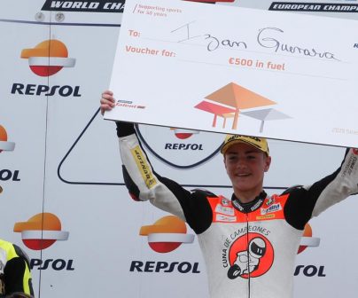 Podio FIM CEV Repsol, cheque combustible