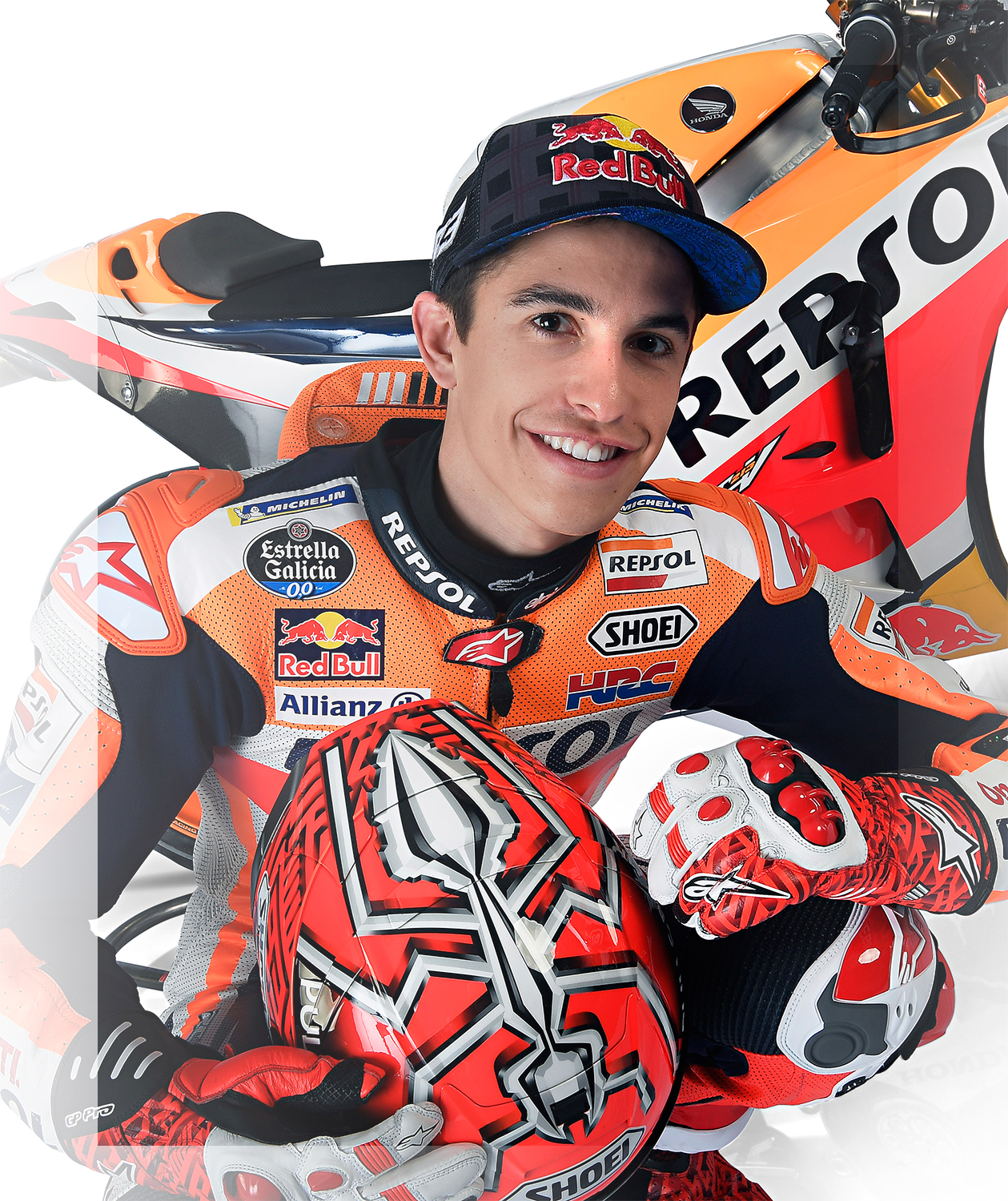 Marc Márquez posa junto a su moto