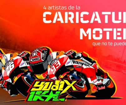 Caricatura de Marc Márquez y Dani Pedrosa sobre sus motos con grafiti