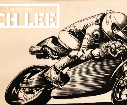 Dibujo de una moto en tinta