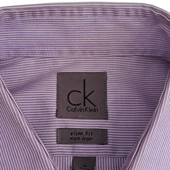 CALVIN KLEIN Shirt Mens 15.5 M Lilac - White Stripes Purple SLIM FIT NON  IRON - Brandinity