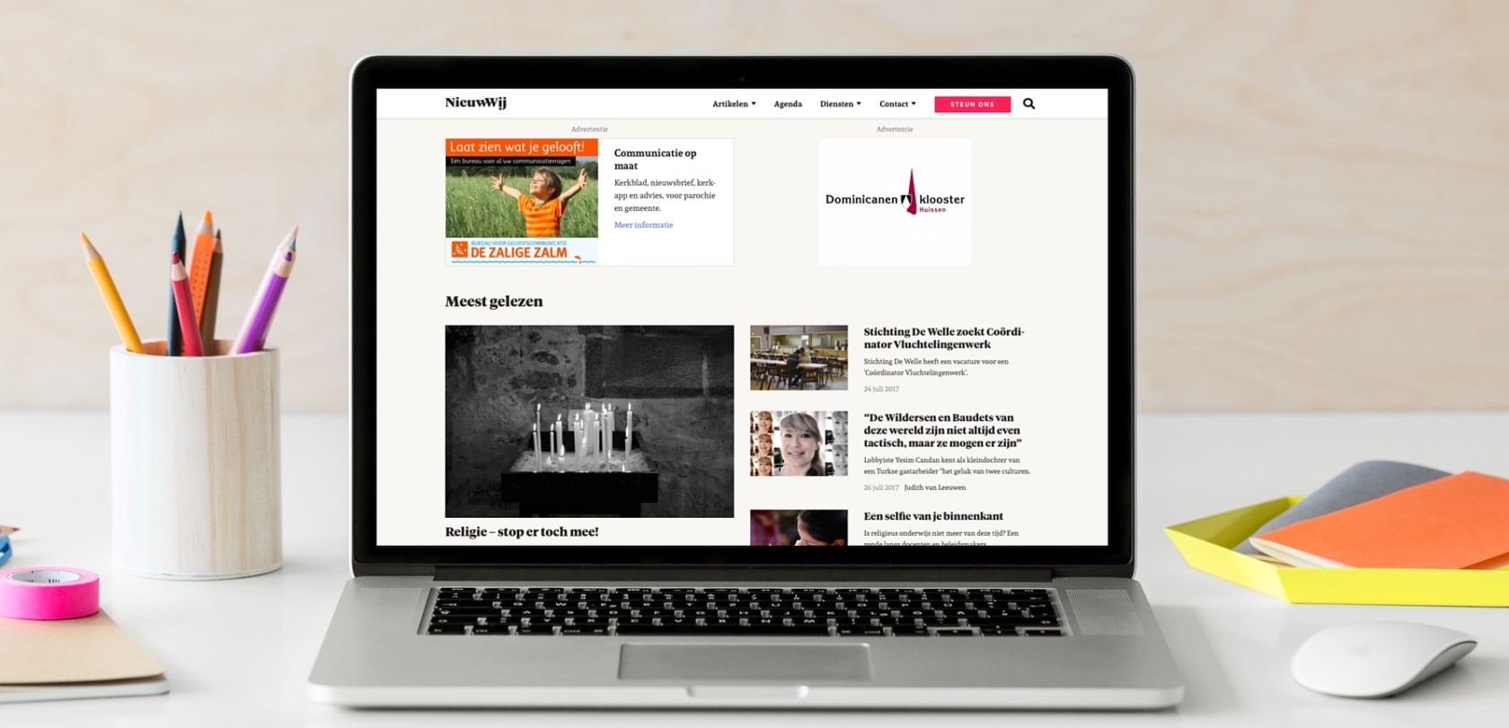 Advertenties op het door ons ontwikkelde NieuwWij.nl