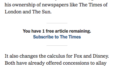 Metered paywall-melding van The New York Times