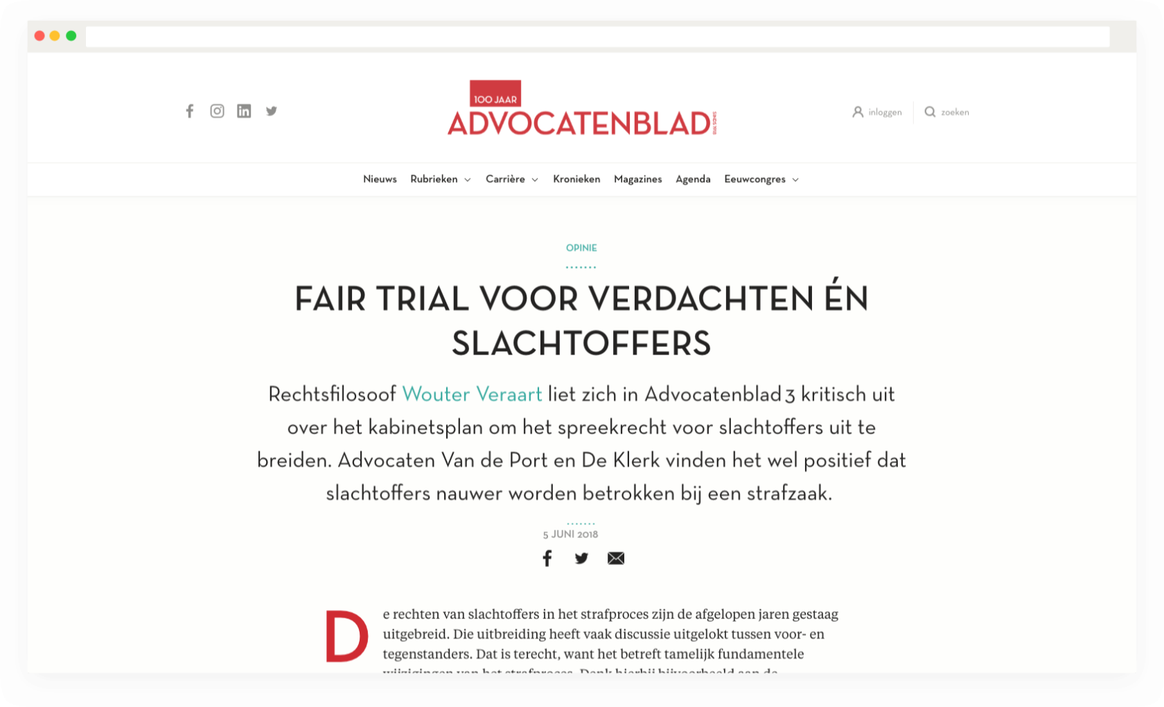 Artikelpagina Advocatenblad