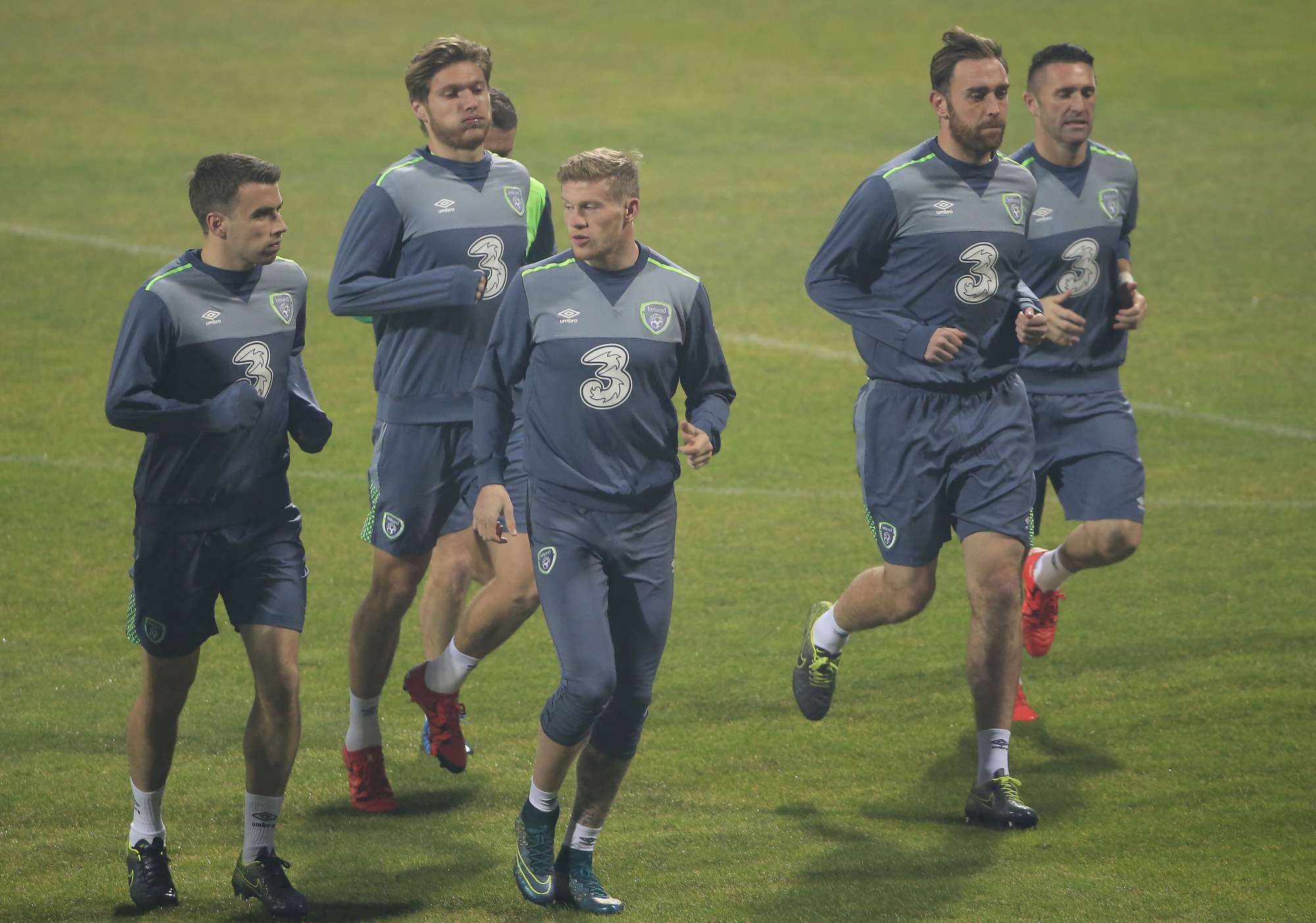 L'allenamento dei giocatori dell'Irlanda verso la gara di questa sera in Bosnia