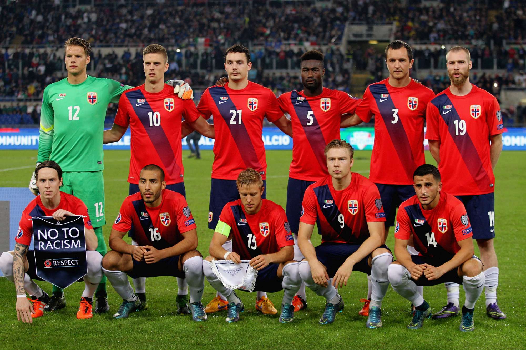 La nazionale norvegese, qui nel match contro l'Italia