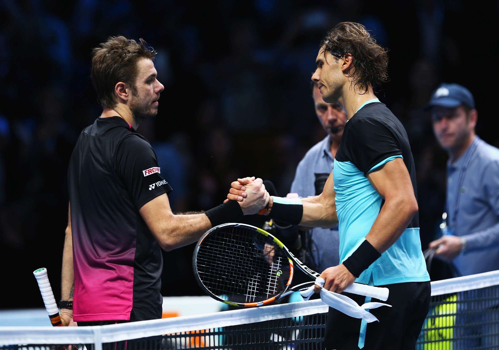 Nadal e Wawrinka dopo il match alle Finals di qualche giorno fa