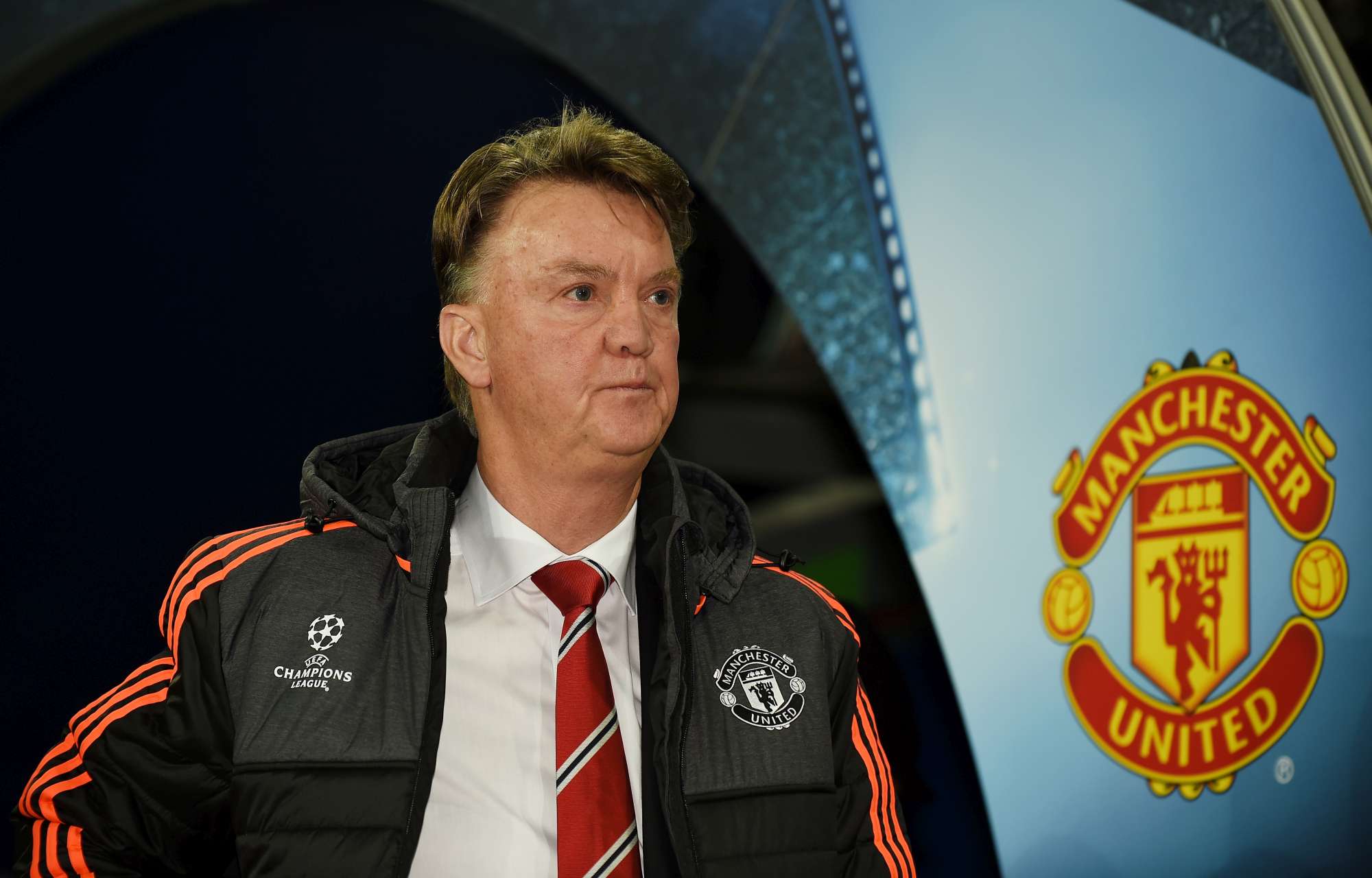 WOLFSBURG, GERMANY - DECEMBER 08: Louis van Gaal the manager of Manchester United looks on during the UEFA Champions League group B match between VfL Wolfsburg and Manchester United at the Volkswagen Arena on December 8, 2015 in Wolfsburg, Germany. (Photo by Stuart Franklin/Bongarts/Getty Images)