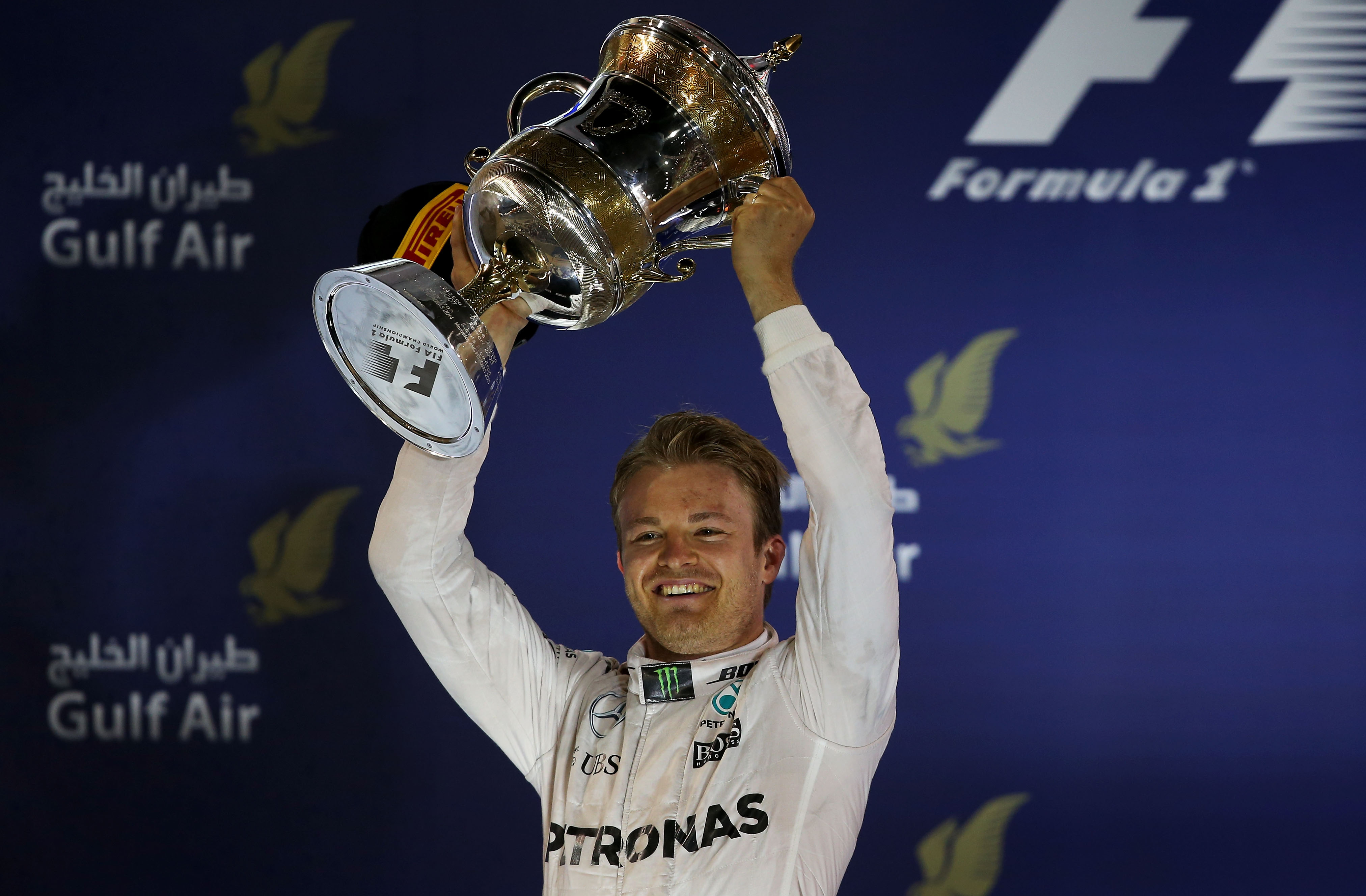 Nico Rosberg festeggia la vittoria in Bahrain