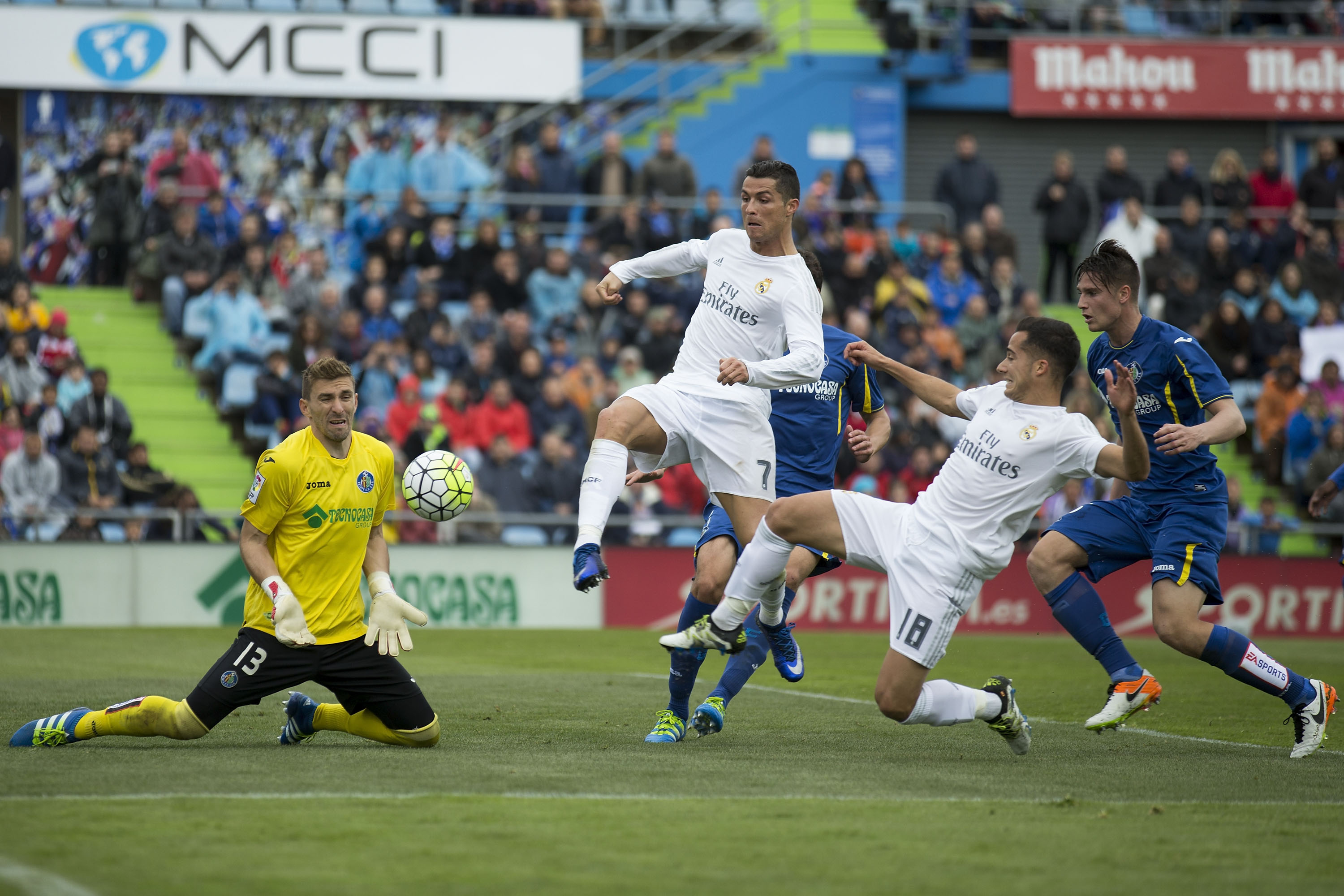 Un momento della sfida di sabato scorso fra Getafe e Real Madrid