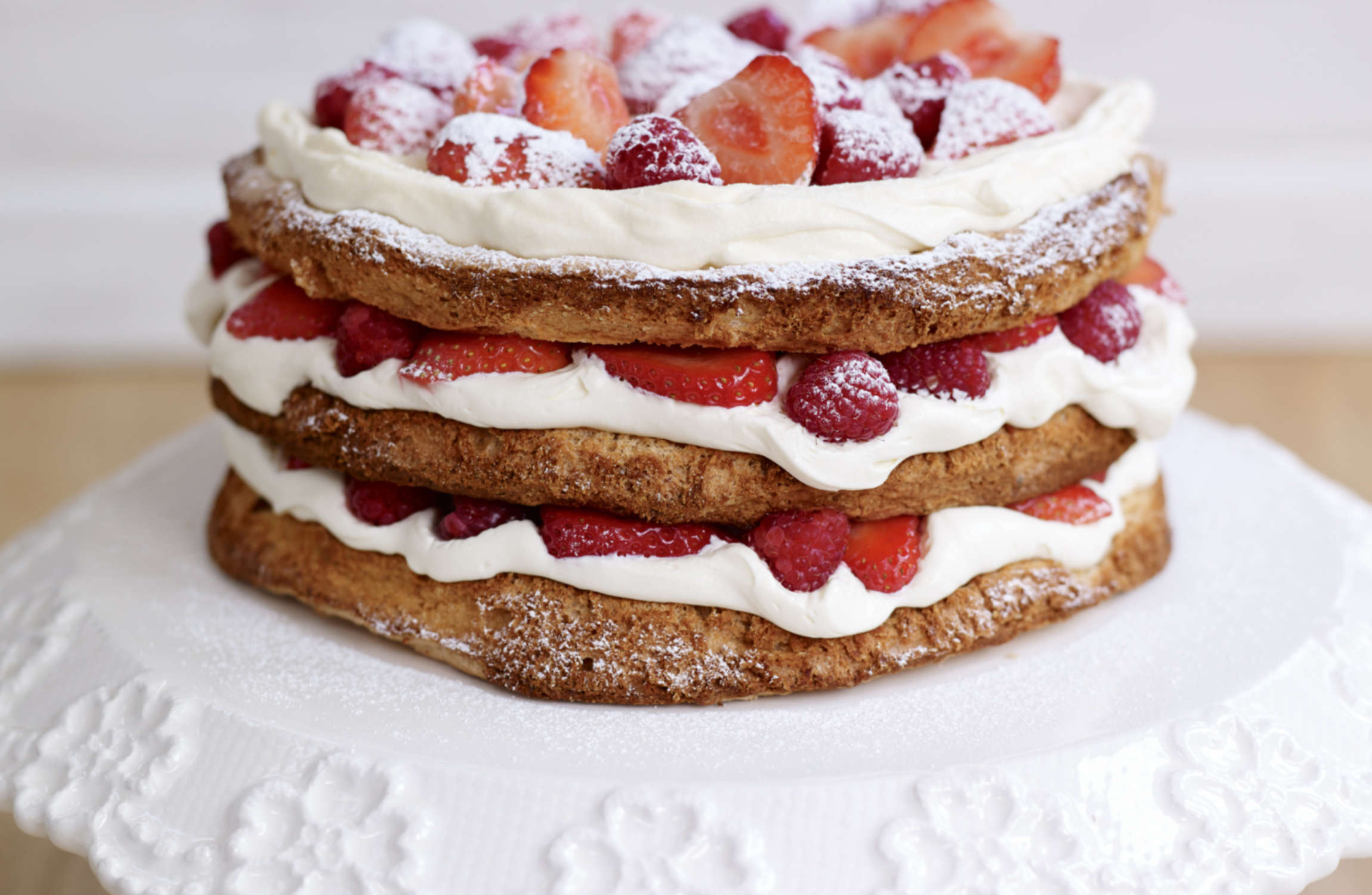 BerryWorld Hazelnut Meringue Layer Cake with Strawberries