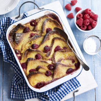 Raspberry Brioche Pudding