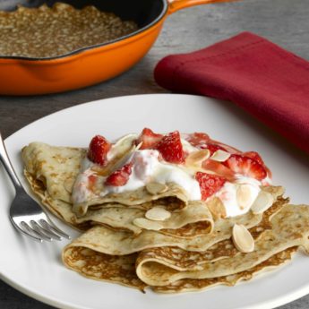 Strawberry, Toasted Almond & Caramel Pancakes