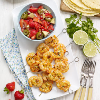 BBQ Prawn Tacos with Strawberry, Avocado & Jalapeno Salsa