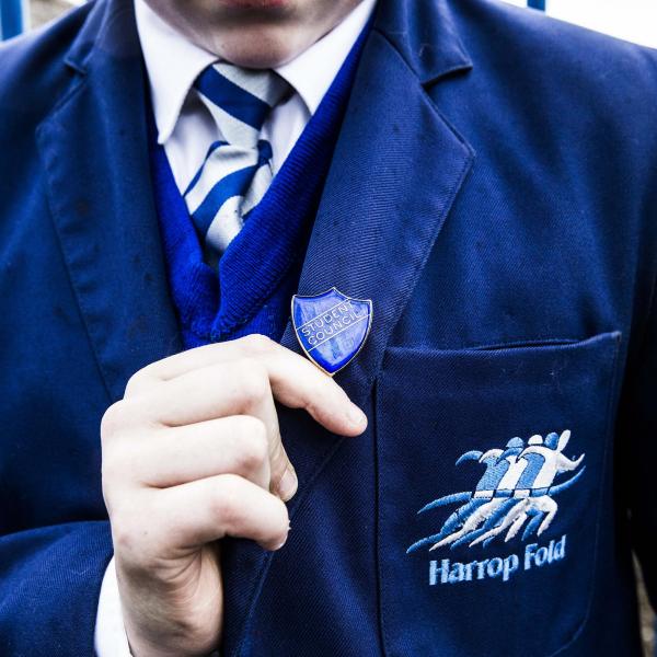 Image of a 'student council' pin from Educating Greater Manchester