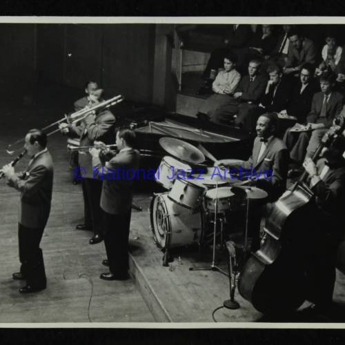 Peanuts Hucko, Jack Teagarden, Earl Hines, Max Kaminsky (trumpet), Cozy Cole and Jack Lesberg