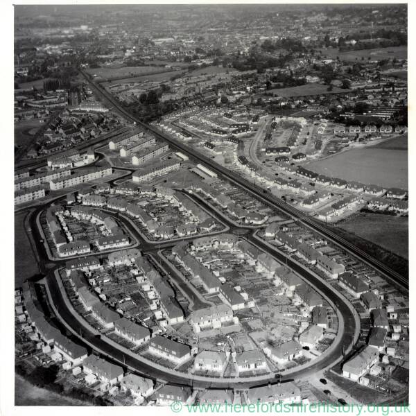 Newton Farm, Hereford, aerial view, 1959 Herefordshire History