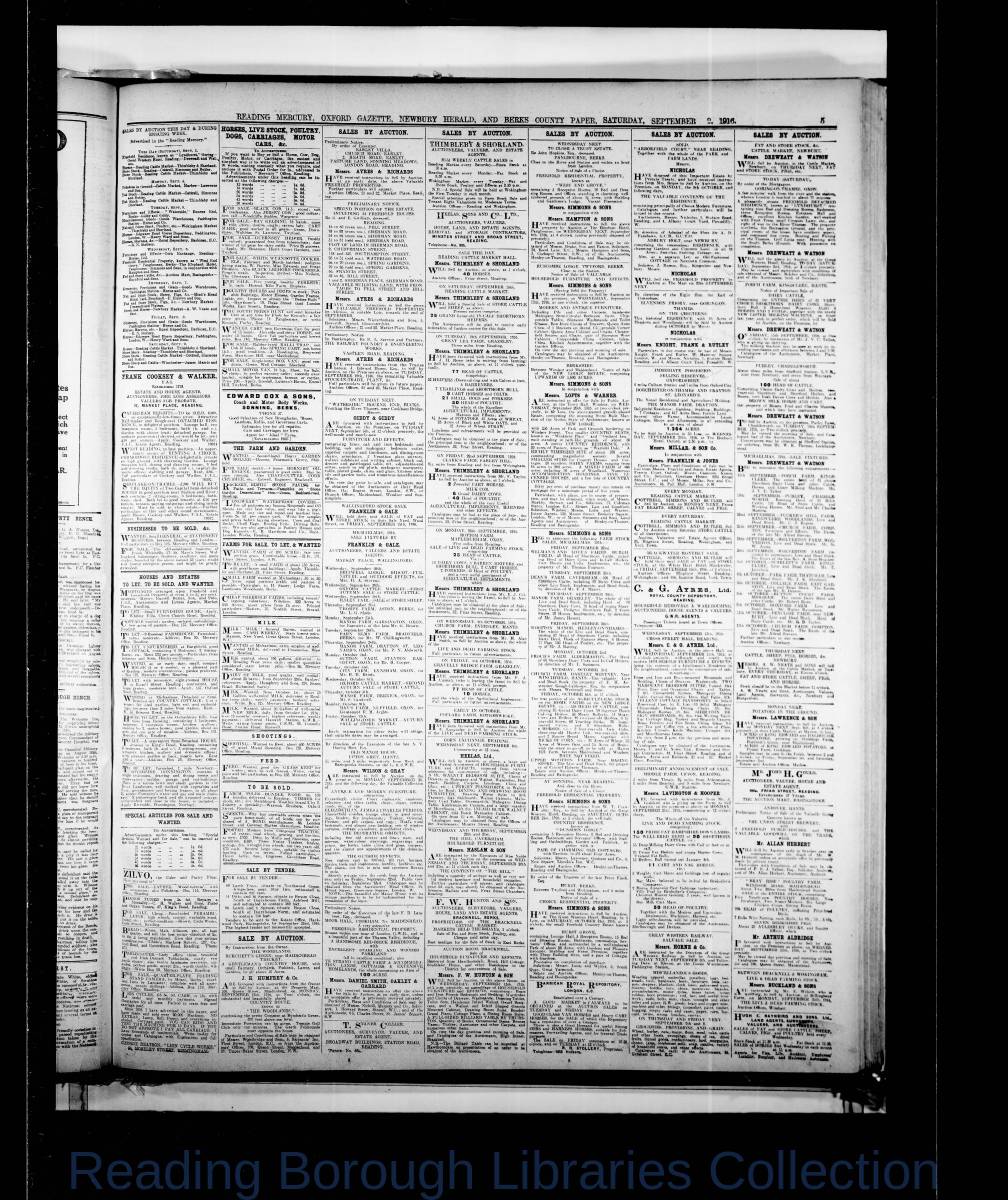 Reading Mercury Oxford Gazette Saturday, September 2, 1916. Pg 5 Reading Mercury Oxford Gazette Saturday, September 2, 1916. Pg 5