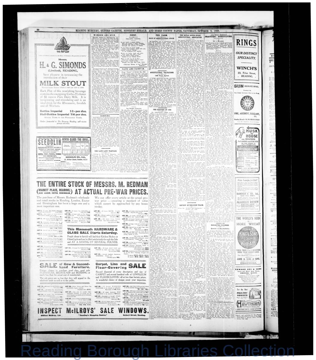 Reading Mercury Oxford Gazette Saturday, September 9,1920. Pg 10 Reading Mercury Oxford Gazette Saturday, September 9,1920. Pg 10