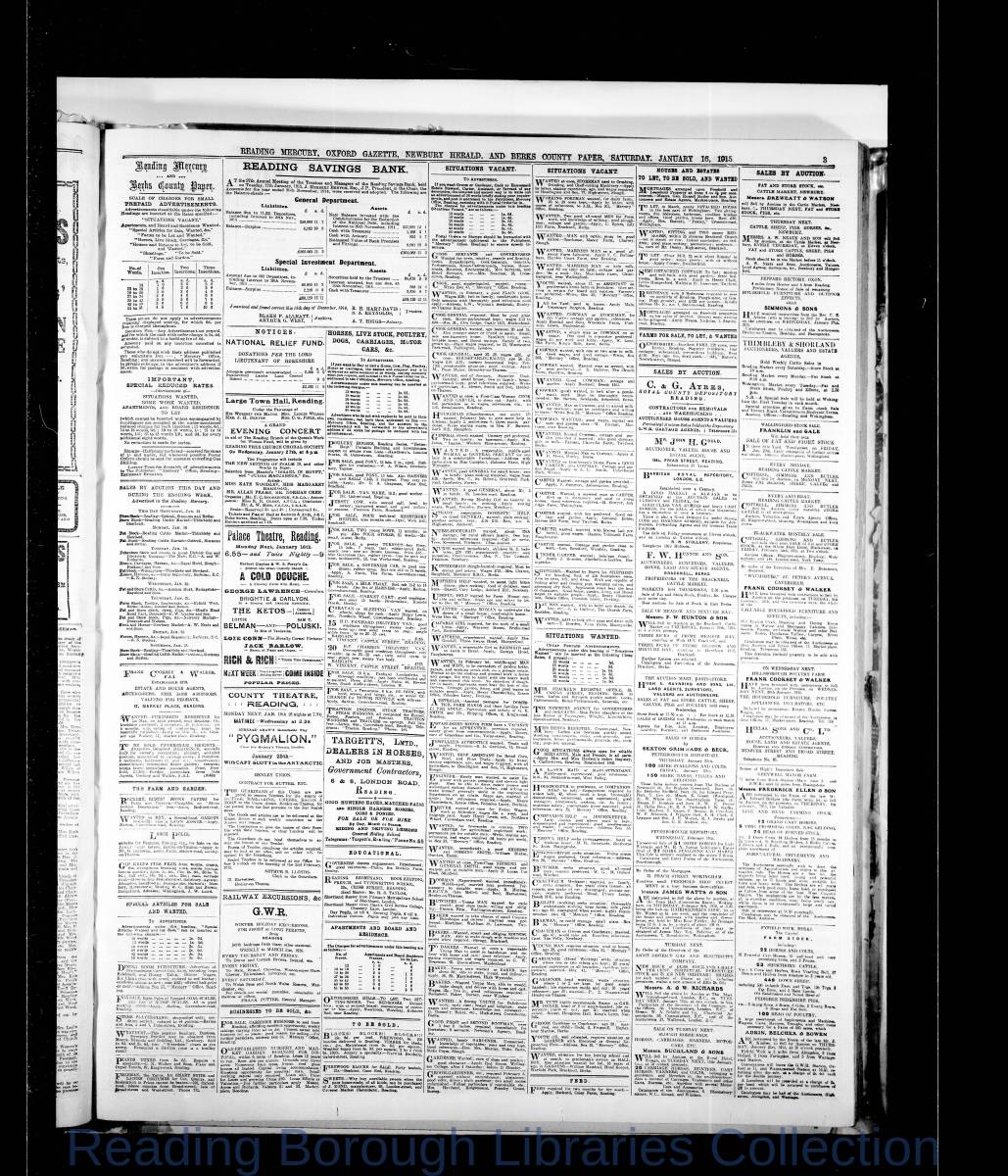 Reading Mercury Oxford Gazette Saturday, January 16, 1915. Pg 3 Reading Mercury Oxford Gazette Saturday, January 16, 1915. Pg 3