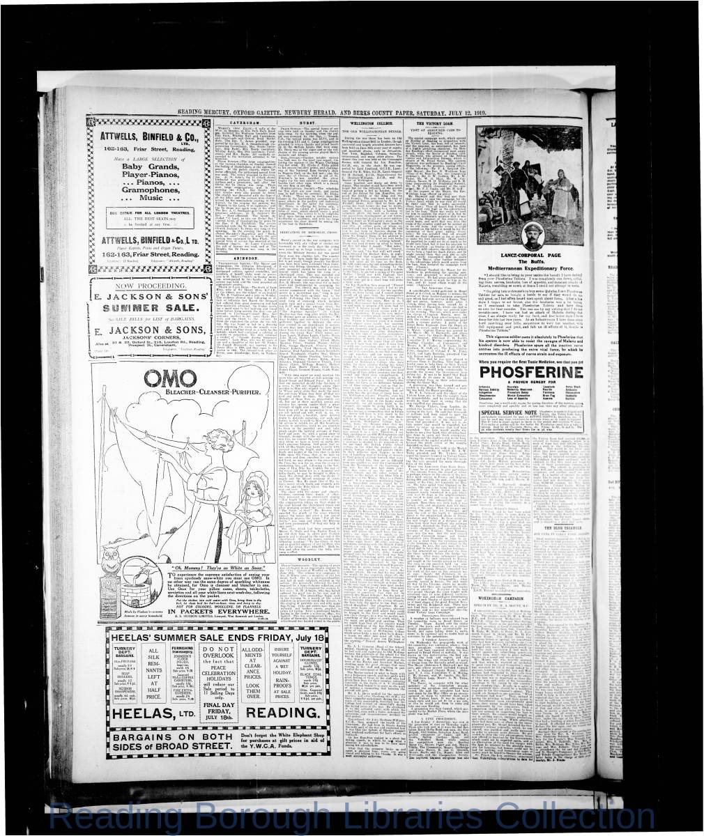 Reading Mercury Oxford Gazette Saturday , July 12, 1919. Pg 4 Reading Mercury Oxford Gazette Saturday , July 12, 1919. Pg 4