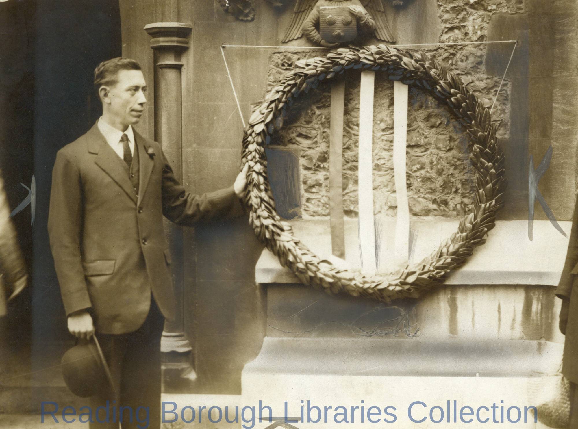 Frederick Potts V.C. standing by the door of St Laurence's Church Frederick Potts V.C. standing by the door of St Laurence's Church