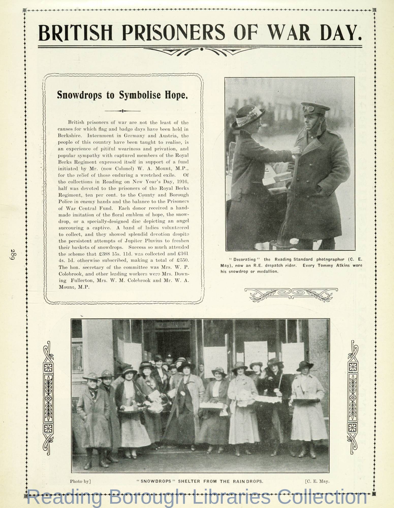 Berkshire and The War: the "Reading Standard" pictorial record. Volume 2. p 289 Berkshire and The War: the "Reading Standard" pictorial record. Volume 2. p 289