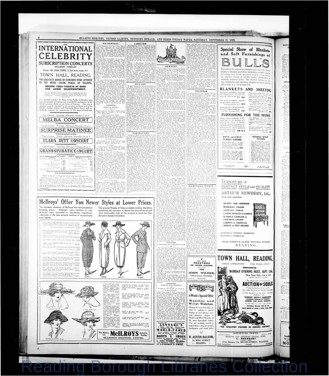 Reading Mercury Oxford Gazette Saturday, September 11, 1920. Pg 4 Reading Mercury Oxford Gazette Saturday, September 11, 1920. Pg 4
